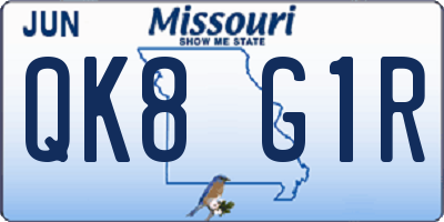 MO license plate QK8G1R