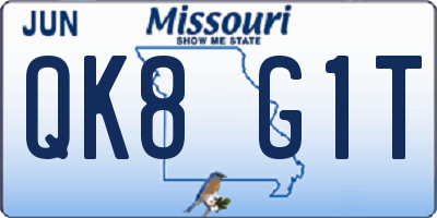 MO license plate QK8G1T