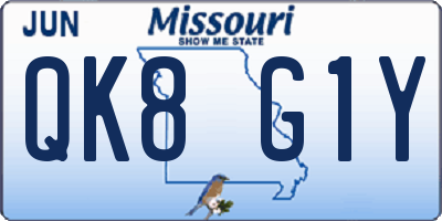 MO license plate QK8G1Y