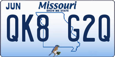 MO license plate QK8G2Q