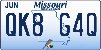 MO license plate QK8G4Q