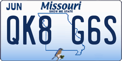 MO license plate QK8G6S