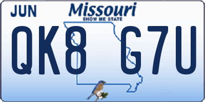 MO license plate QK8G7U