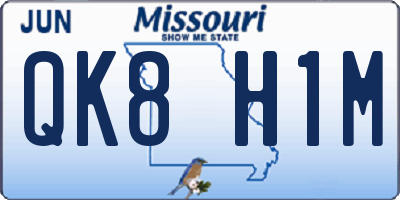 MO license plate QK8H1M