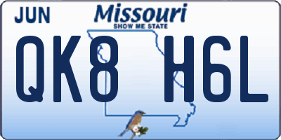 MO license plate QK8H6L