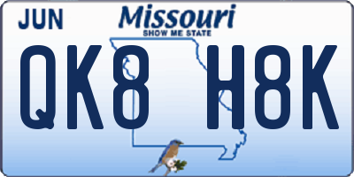 MO license plate QK8H8K