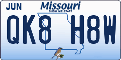 MO license plate QK8H8W