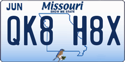 MO license plate QK8H8X