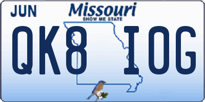MO license plate QK8I0G