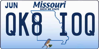 MO license plate QK8I0Q
