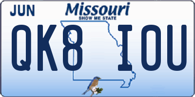 MO license plate QK8I0U