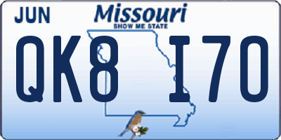 MO license plate QK8I7O