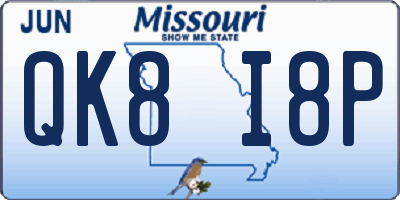 MO license plate QK8I8P