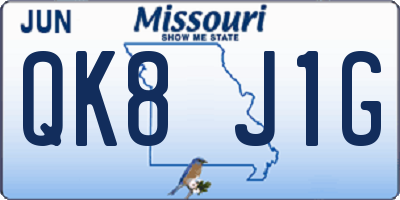 MO license plate QK8J1G