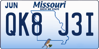 MO license plate QK8J3I
