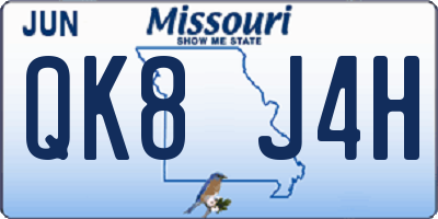 MO license plate QK8J4H