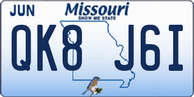 MO license plate QK8J6I