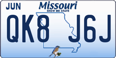 MO license plate QK8J6J