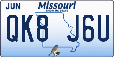 MO license plate QK8J6U