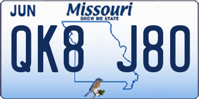 MO license plate QK8J8O