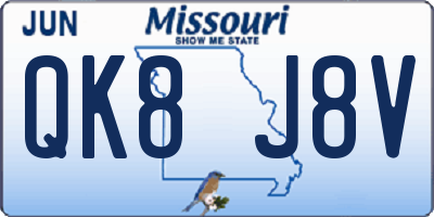 MO license plate QK8J8V