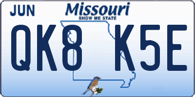 MO license plate QK8K5E