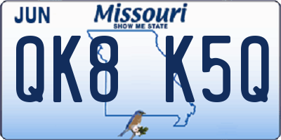 MO license plate QK8K5Q