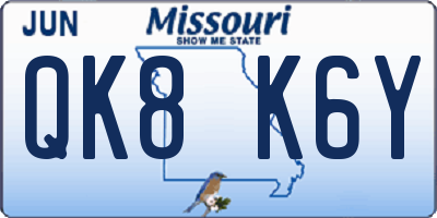 MO license plate QK8K6Y