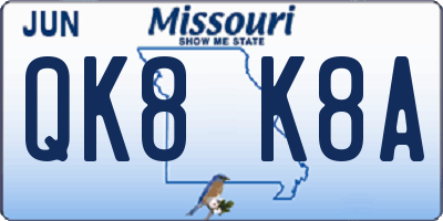 MO license plate QK8K8A