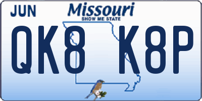 MO license plate QK8K8P