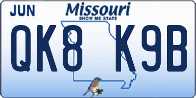 MO license plate QK8K9B