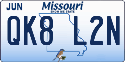 MO license plate QK8L2N