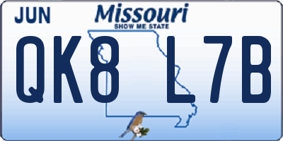 MO license plate QK8L7B