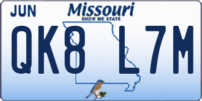 MO license plate QK8L7M