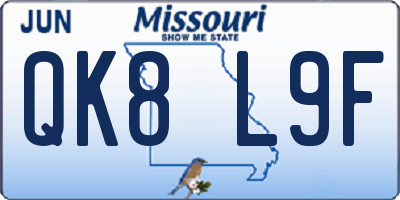 MO license plate QK8L9F