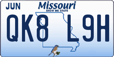 MO license plate QK8L9H