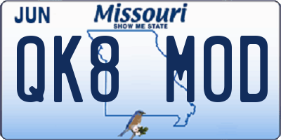 MO license plate QK8M0D