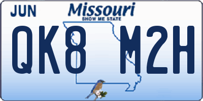 MO license plate QK8M2H
