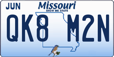 MO license plate QK8M2N
