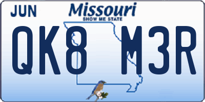 MO license plate QK8M3R