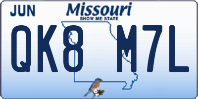 MO license plate QK8M7L