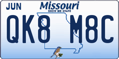 MO license plate QK8M8C