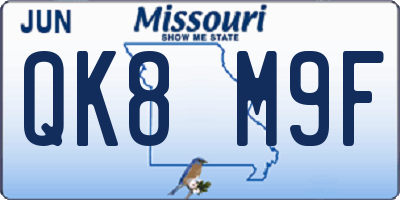 MO license plate QK8M9F