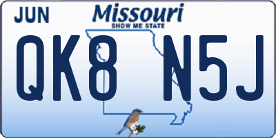 MO license plate QK8N5J