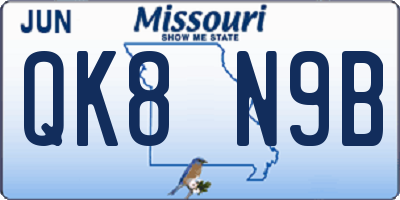 MO license plate QK8N9B
