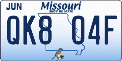 MO license plate QK8O4F