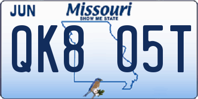 MO license plate QK8O5T
