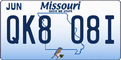 MO license plate QK8O8I
