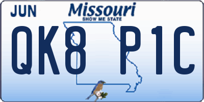 MO license plate QK8P1C