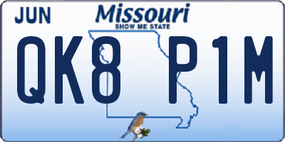 MO license plate QK8P1M